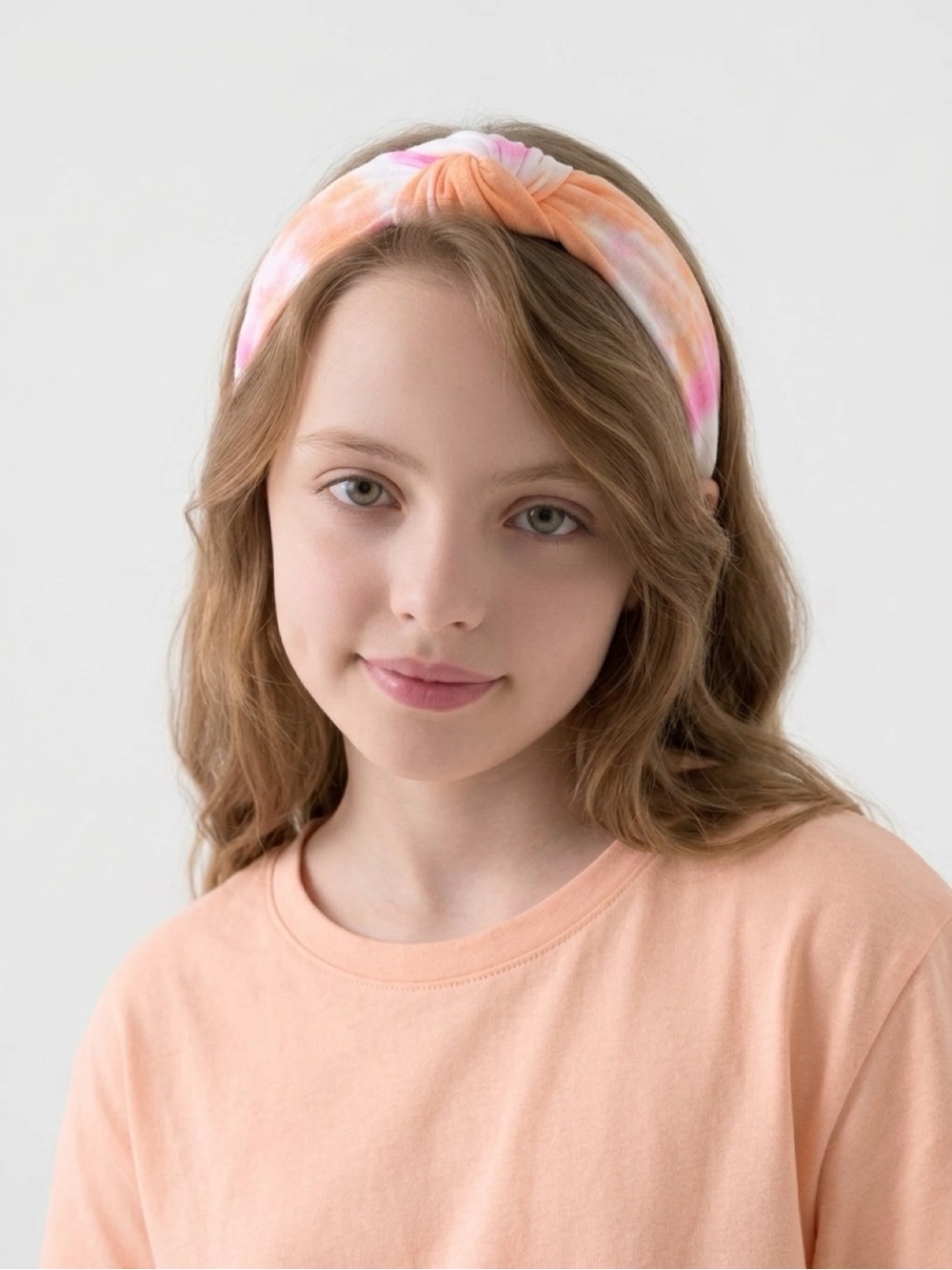 Handmade Girls Tie Dye Top Knot Headband Orange Pink Pastel Summer Hair Access